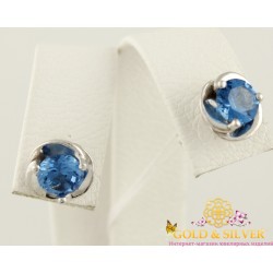 Серебряные женские серьги пуссеты (гвоздики) с кварцем 2089/9рк